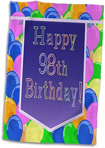 Балони 3dRose с Лилаво банер с 98-ия рожден ден - Кърпи (twl-174855-3)