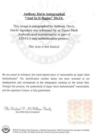 Лейкърс Антъни Дейвис е Подписал 20x24 So It Begins Снимка UDA BAM134016 - Снимки NFL с автограф