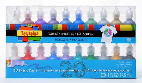 Насипни покупка: Драскулки Glitter 3D Paint Glitter - Пакет от 20 Блестящи, нетоксични и Устойчиви на Насипни, бои за тъкани, тениски, раници, плакати, стъкло, дърво и още много Др