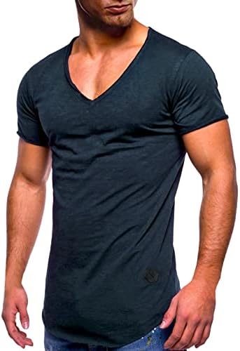 UBST Мъжки тениски Slim Fit с V-образно деколте, спортни Основни Ежедневни Ризи с къс ръкав, Летни Младежки Юношески Спортни Спортни Върхове