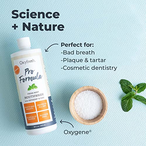 Омекотители за устата Oxyfresh Pro Formula Fresh Mint – Патентована Цинк омекотители за свеж дъх и здрави венци – Не
