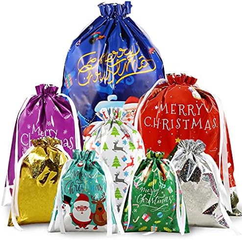 CACOE Коледни Подаръчни Пакети на съвсем малък Едро с Бирками, Торбички за Опаковане на Коледни подаръци 30 БР Различни Размери