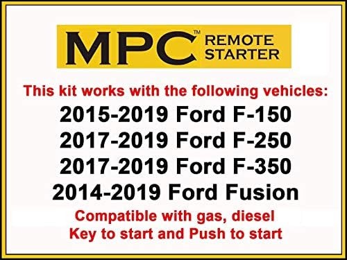 Комплект дистанционно стартиране на MPC за Ford F-150 2015-2019 || F-250,F-350 2017-19 || Fusion 2014-2019 || Plug и play || За стартиране натиснете ключодържател отключване заключване || Без сигнал ||