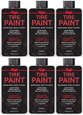 Majic Paints 8-0018-3 Сатинированная боя за гуми, 16 Унции, 6 Опаковки, Черна