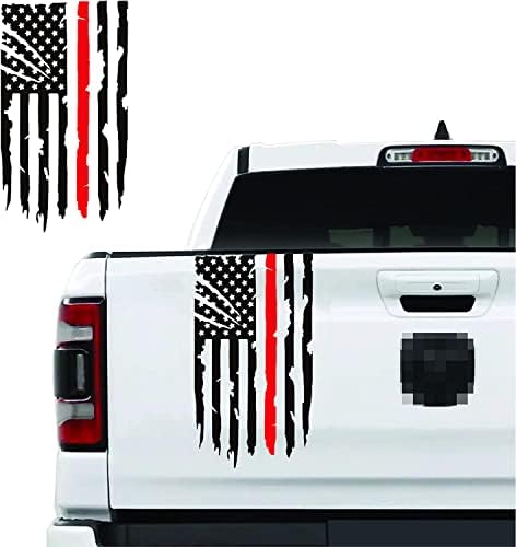 Zhizhong Проблем камион Задната част на капака на багажника с флага на сащ Vinyl Стикер, Съвместима с повечето пикапи (11 x