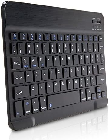 Клавиатурата на BoxWave, съвместима с телефонна шнорхел Yealink MP50 USB (4 инча) (клавиатура от BoxWave) - Клавиатура SlimKeys Bluetooth, Преносима клавиатура с вградени команди - Черно jet bl