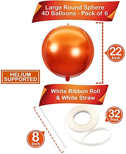 Катчон, балони ярко оранжев цвят, 22 инча - Опаковка от 6 | балони оранжев цвят с метално покритие | балони от