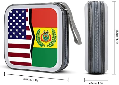 Американски и Боливийский Флаг CD Калъф Пластмасов DVD Портфейла на Притежателя на Преносим Органайзер За Съхранение Чанта за Кола на Дом за Пътуване
