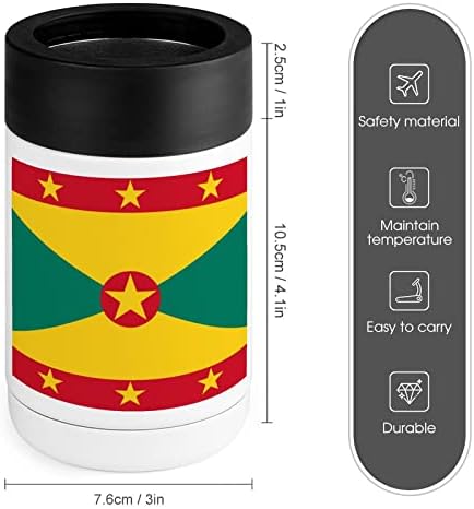 Флаг Гренады Охладител Чаша От Неръждаема Стомана, Изолиран Банка Охладители Притежателя Чаша с Капак за Мъже Подаръци за Жени