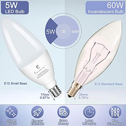 Електрически Крушки Sailstar Candelabra Капацитет от 60 Вата в изражение, естествена дневна светлина 4000 До, Led лампи с ниско основание 5 W E12 Тип B, 500 Лумена, Полилей с вентилато?