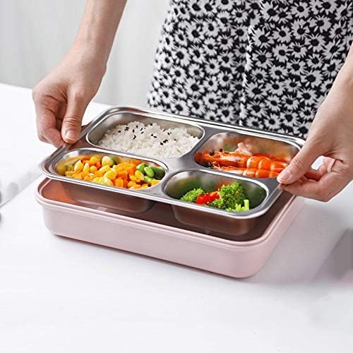 LKYBOA Обяд-кутия от Неръждаема стомана 304 с лъжица, запечатани Кутии за Bento, Набор от прибори, съд за храна за