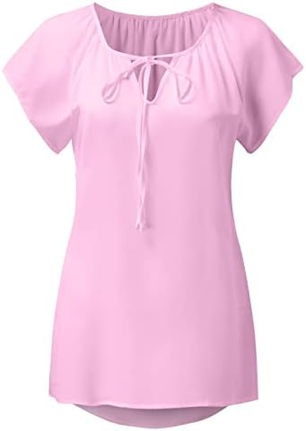 NOKMOPO Женски ризи за работа, ежедневни модни шифоновая свободна риза от дантела с къс ръкав и принтом