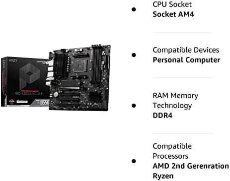 Дънна платка MSI PRO B550M-VC WiFi ProSeries (AMD AM4, DDR4, PCIe 4.0, SATA 6 gb/s, M. 2, USB 3.2 Gen 2, HDMI/DP,