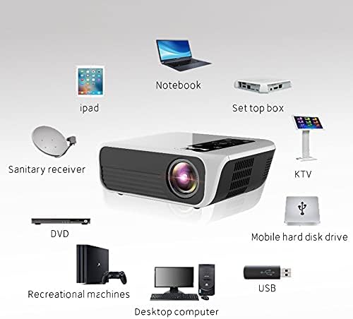 Проектор LHLLHL Full 1080p, 4k 5000 Лумена Cinema Proyector в прожектор, Съвместим с USB AV с подарък (Размер: базова версия)