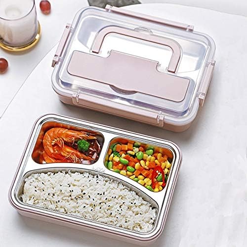 LKYBOA Обяд-кутия от Неръждаема стомана 304 с лъжица, запечатани Кутии за Bento, Набор от прибори, съд за храна