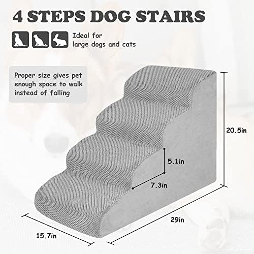 Куче стълбище HIDOG за малки кучета, 4 Нива порест каучук Кучешки Стъпки висока плътност височина 20,5 инча, Нескользящая Куче на стълба за мека мебел с високо легло, Куч