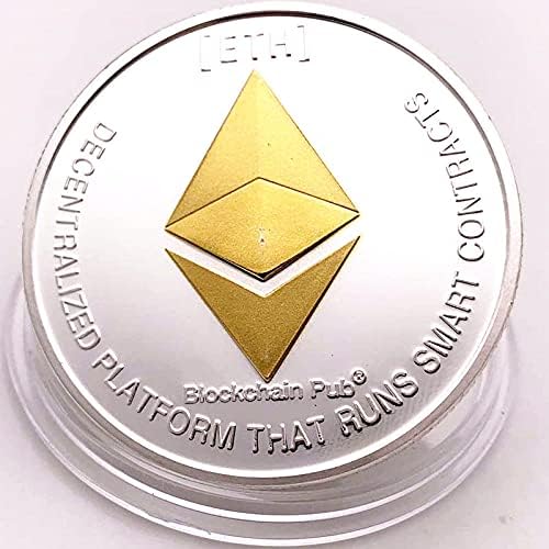 Криптовалюта Ethereum Физическа Възпоменателна монета, Монета сребърно покритие в два цвята Монета Щастливата