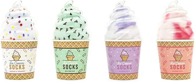 Чорапи за сладолед Luckies of London | Новост, Чорапи За жени С Забавен принтом | Дамски чорапи от памук В стил Фънк | Подаръци за жени | Забавни чорапи 1 размер За жени | Crew Чор?