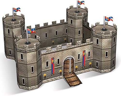 Украса за средновековна партита - Покриване на входната врата в Рицарски замък, централна детайл като триизмерен замък и Висящи къдрици във формата на Кон и Щит - Де