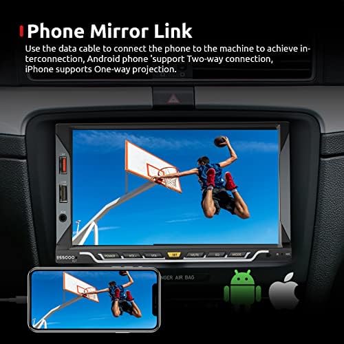 Автомобилна стерео ESSGOO Double Din, 7-Инчов Сензорен Авто радио с огледално връзка, Bluetooth, Резервна Камера, Микрофон, Вход USB/TF/AUX, FM Автомагнитола, Поддръжка управление на в