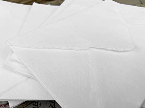 Бял плик за ръчно изработени Wanderings Deckle Edge - Опаковка с размери 6x9 см по 25 парчета - за реклами, Сватбени