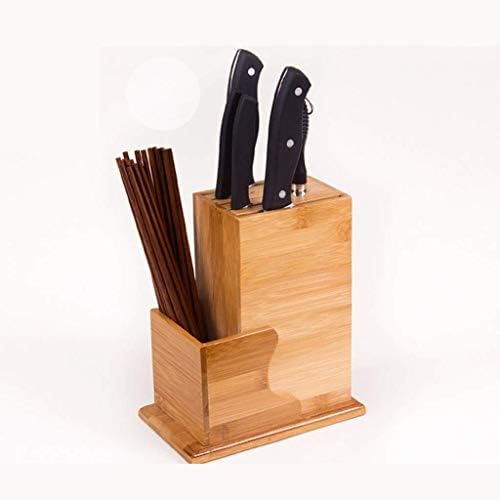 LLRYN Bamboo Knife Block - Универсално хранилище ножове с 5 Слота, Държач за Ножове, Подставка-органайзер (Нож