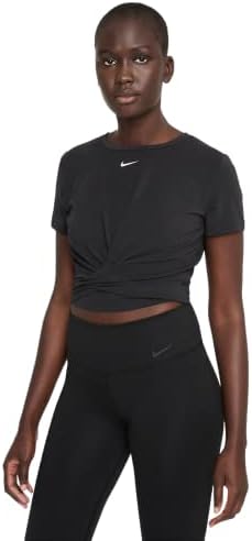 Жена Съкратен топ Nike Dri-FIT One Luxe Twist С къс ръкав, Размер M, Черен