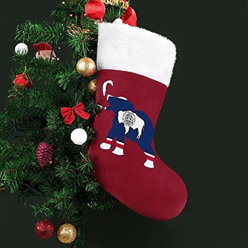 Флаг Вайомингского Слон Коледен Отглеждане Окачени Чорапи С Принтом Коледно Дърво Украса За Камината