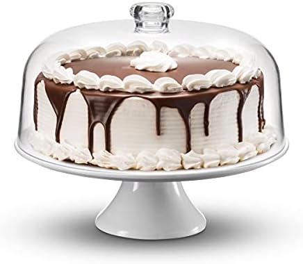 Поставка за Торта Godinger, Сервировочная Чиния за Торта на Керамични Крака с Небьющейся Акрилен Купол Капака