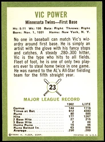 1963 Fleur 23 Вик Пауър Миннесотские близнаци (Бейзболна картичка) NM Близнаци