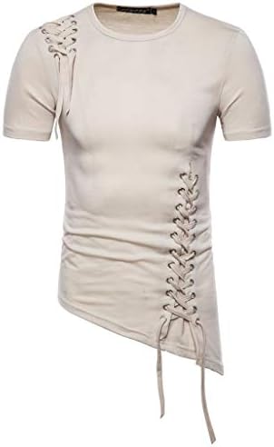 VEZAD Мъжка Лятна Нова Тениска с Къс ръкав и Нередовни Дизайн, Вязаная Блуза от Плетени Въжета