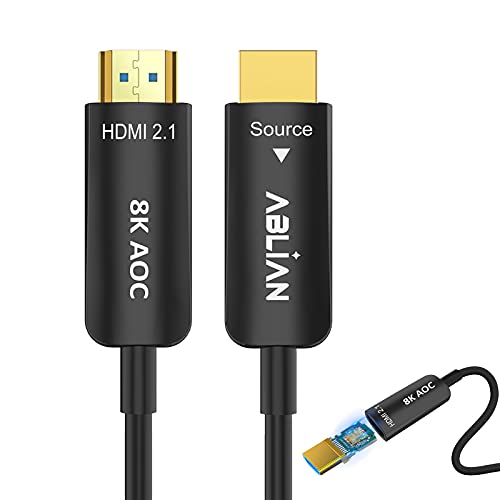 Кабел Ablian 8K HDMI 100 метра, оптичен кабел HDMI 2.1, 48 gbps, поддръжка на ултра-висока скорост 8K @ 60Hz,