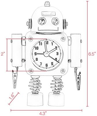 Не тиктака на Робот-будилник Betus от Неръждаема стомана - часовник с аларма за събуждане с Мигащи очи и скоба за