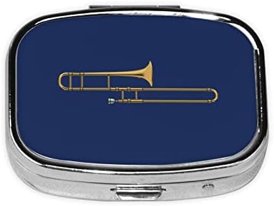 Тромбон Музикални Инструменти Квадратна Мини-Кутия За Хапчета Метален Органайзер За Лекарства Удобен За Пътуване