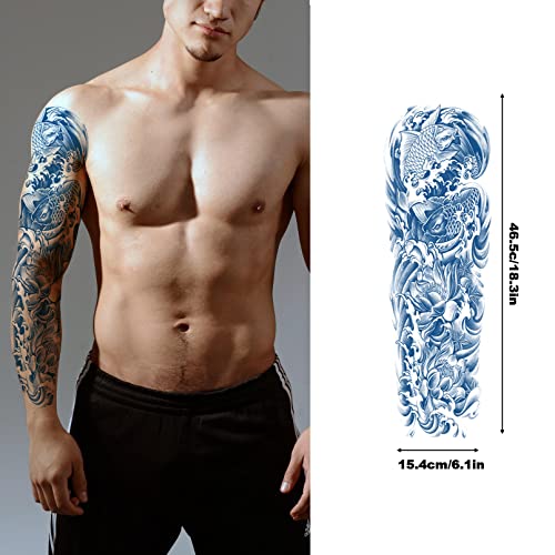 Aresvns Полупостоянная татуировка на ръкав за мъже и жени, Реалистични Временни Татуировки в японски стил на