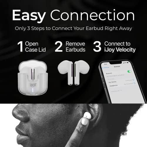 Безжични слушалки iJoy Bluetooth с калъф за зареждане - Леки и Bluetooth-слушалки със сензорен контрол и Bluetooth 5.0 - Втулки Audifonos Bluetooth Inalambricos (бели)