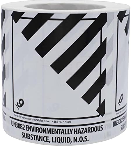 UN3082 Вещество Опасно за околната среда, Течности, Опасността от 9 Предварително Отпечатани Етикети, 4 x 4,75 инча, само