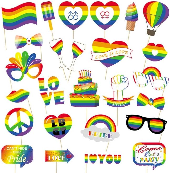 Veewon Гей Гордост Дъгова Парти Подпори за Фотобудки на Карнавалните Костюми, Аксесоари за Празнуване на гей Прайда