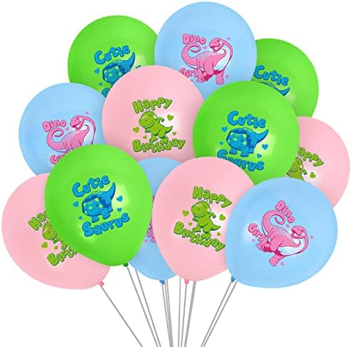 Съкровища, Дарени от едно момиче на Въздушното топка с динозавром - 12 опаковки - 12 Латексови балони с динозаври за момичета