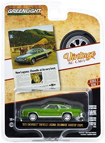 Играчка на пишеща машина 1973 г. Chevy Chevelle Laguna Colonnade Купе с твърд покрив Зелен цвят Met. Новата Laguna.