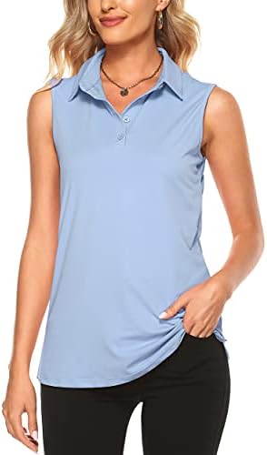 Дамски спортни Тениски KORALHY UPF50 +, Риза за голф, Без ръкави, С V-образно деколте и 4 копчета, бързо съхнещи Върховете на