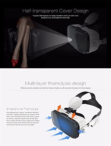 Слушалки NUOPAIPLUS VR, Очила за Виртуална реалност VR 3D, Слушалки Виртуална Реалност, Bluetooth контролер шлем VR, за филми на IMAX и игри с дистанционно управление (Цвят: 11)