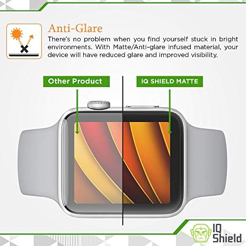 Матово защитно фолио IQ Shield, която е съвместима с Apple Watch (38 мм) (съвместим с Nike +, серия 3, 2, 1) (пълно