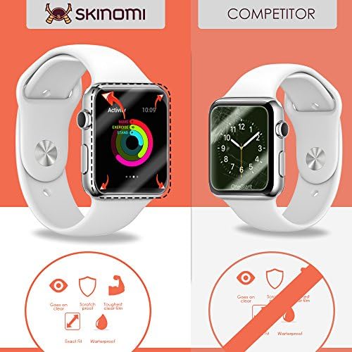 Защитно фолио Skinomi, съвместима с Apple Watch Серия 1 (38 мм) (6 опаковки), прозрачен филм TechSkin TPU със защита