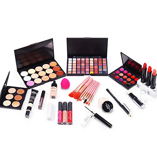 KARUIZI Makeup Kit Универсален подаръчен комплект за грим за жените, Пълен комплект, Палитра сенки за очи Комплект