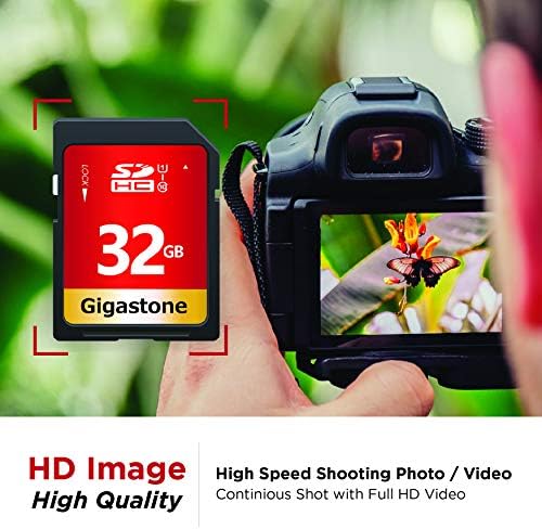 Карта памет Gigastone 32 GB, 5 пакета SD-карти UHS-I U1 клас 10 SDHC, Високоскоростен видео във формат Full HD цифров фотоапарат