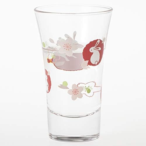 東洋佐々木ガラス Чаша Toyo Sasaki Glass P-01145-J395 Японски Чашка за саке, Кръгла, с шарките във формата на Заек и черешови цветове, Прозрачни, 3,4 течни унции (100 мл)