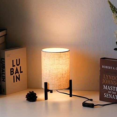 Модерни Малки Настолни Лампи KUNJOULAM с Метална основа-Статив, Черна Настолна Лампа с Абажуром от плащаницата,