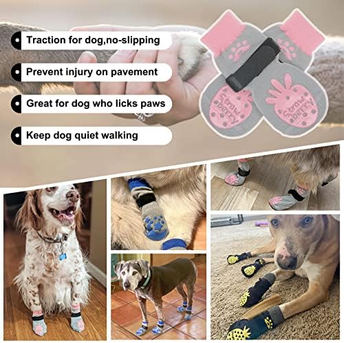 Нескользящие Чорапи за кучета BEAUTYZOO за малки, Средни и Големи кучета, за Защита на кучешки лапи за пода от твърдо дърво, за възрастни кучета, Защита от наранявания, п?