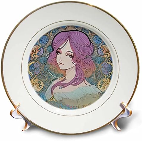 3розная Жена в стил ар нуво. Красавица с Виолетови коси. Принцесата на пролетта плочи (cp-376040-1)
